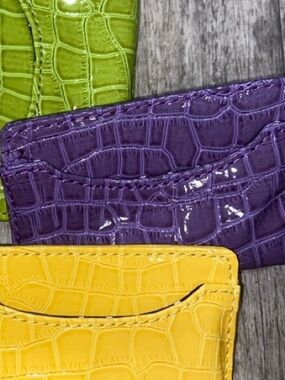 PURPLE MOC CROC CARD HOLDER Vintage JAZZD NWOT Faux Leather
